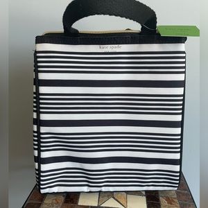 Kate Spade Black And White Striped Lunch Tote